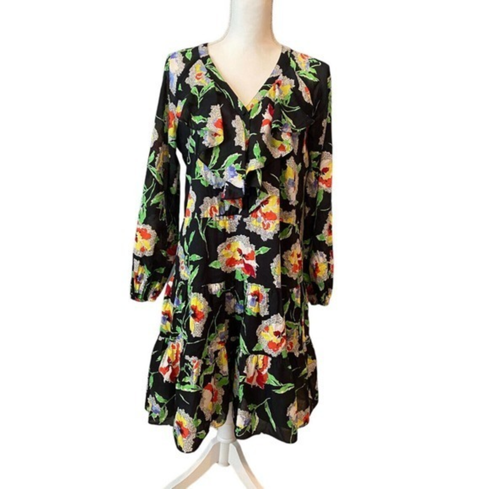 Lauren Ralph Lauren FLORAL COTTON VOILE MULTI-COLOR DRESS Size 4